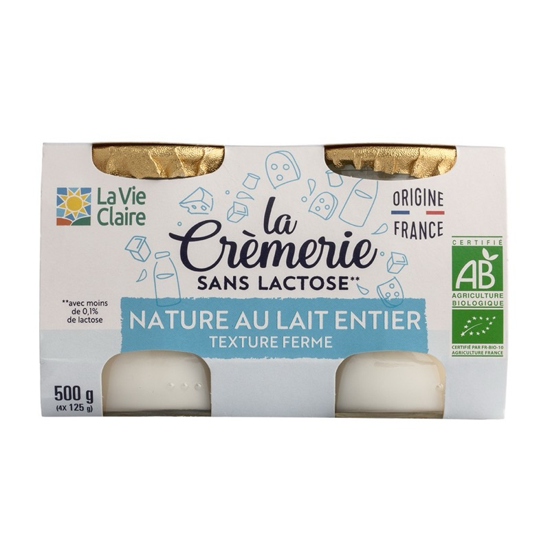 Yaourt nature sans lactose 4x125g - La Vie Claire
