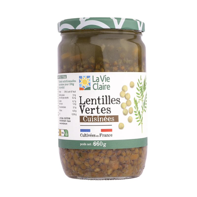 Lentilles vertes cuisinées 660g - La Vie Claire
