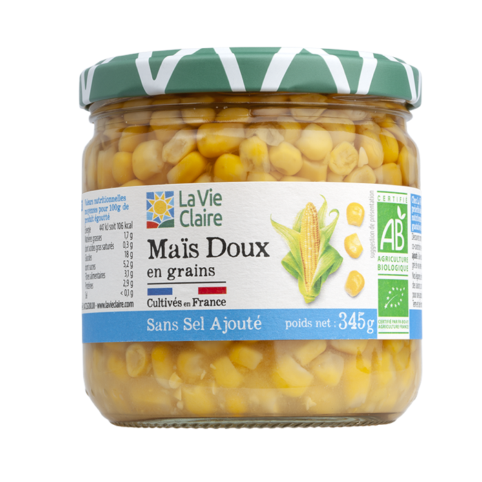 Maïs doux grains sans sel ajouté 345g - La Vie Claire
