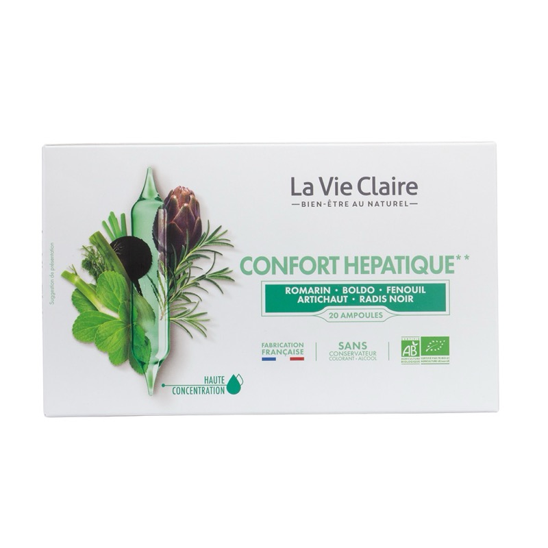 Confort hépatique bio 20 ampoules - détoxification du foie - La Vie Claire