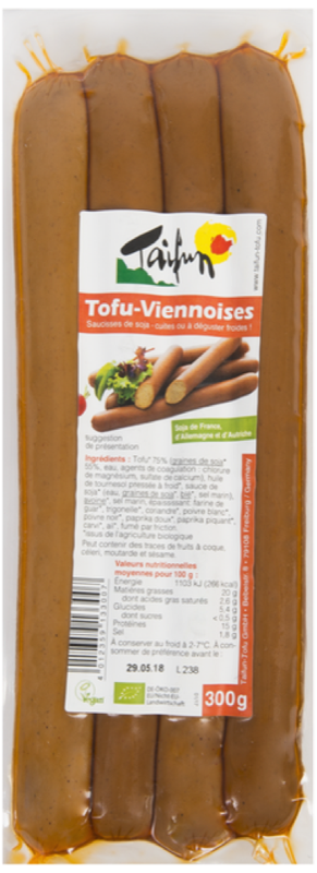 Saucisses fumées viennoises 300g - tofu - Taifun