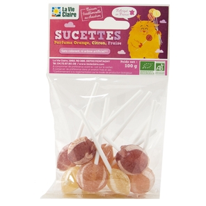 Org/citrus/strawberry lollipops 100g