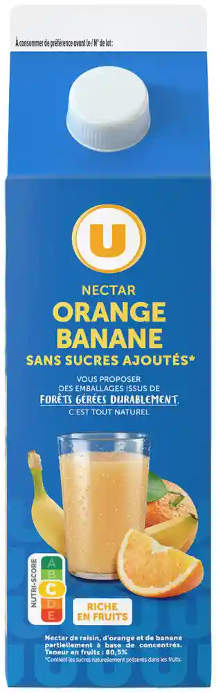 Nectar orange banane sans sucres ajoutés U